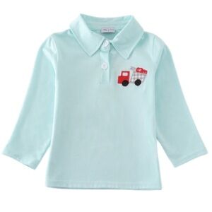 Abby & Evie Heart Truck Embroidered Long Sleeve Collar Shirt NWT Size 18 months